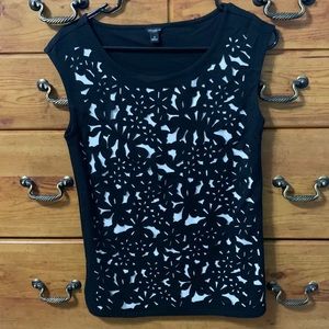 Black and white cutout blouse, Ann Taylor, size Small